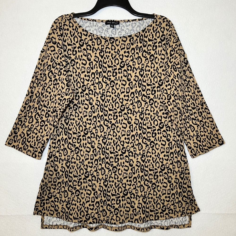 Lane Bryant Leopard Print Tunic Moody Bohemian Layering Top Brown Black 10/12